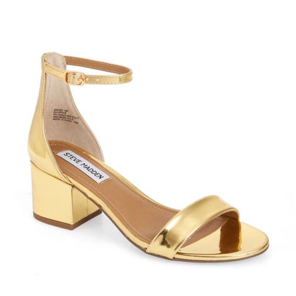 Steve Madden Irenee Ankle Strap Sandal In Gold Foil